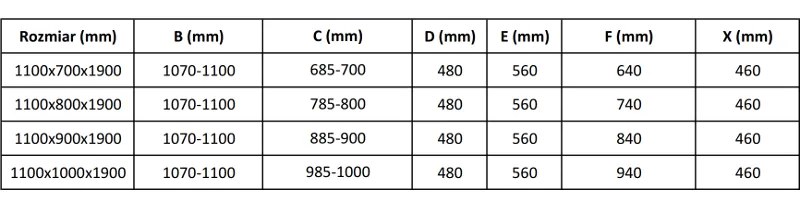 Mexen APIA zuhanykabin 110x100, átlátszó üveg / fekete profil, 840-110-100-70-00