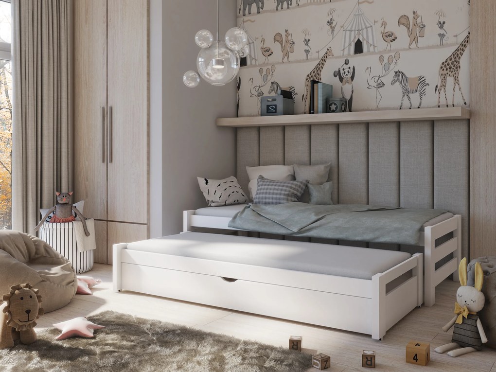 Gyerekágy 80 x 180 cm ANISSA (ágyráccsal és tárolóhellyel) (fehér). Akció -10%. 1013001