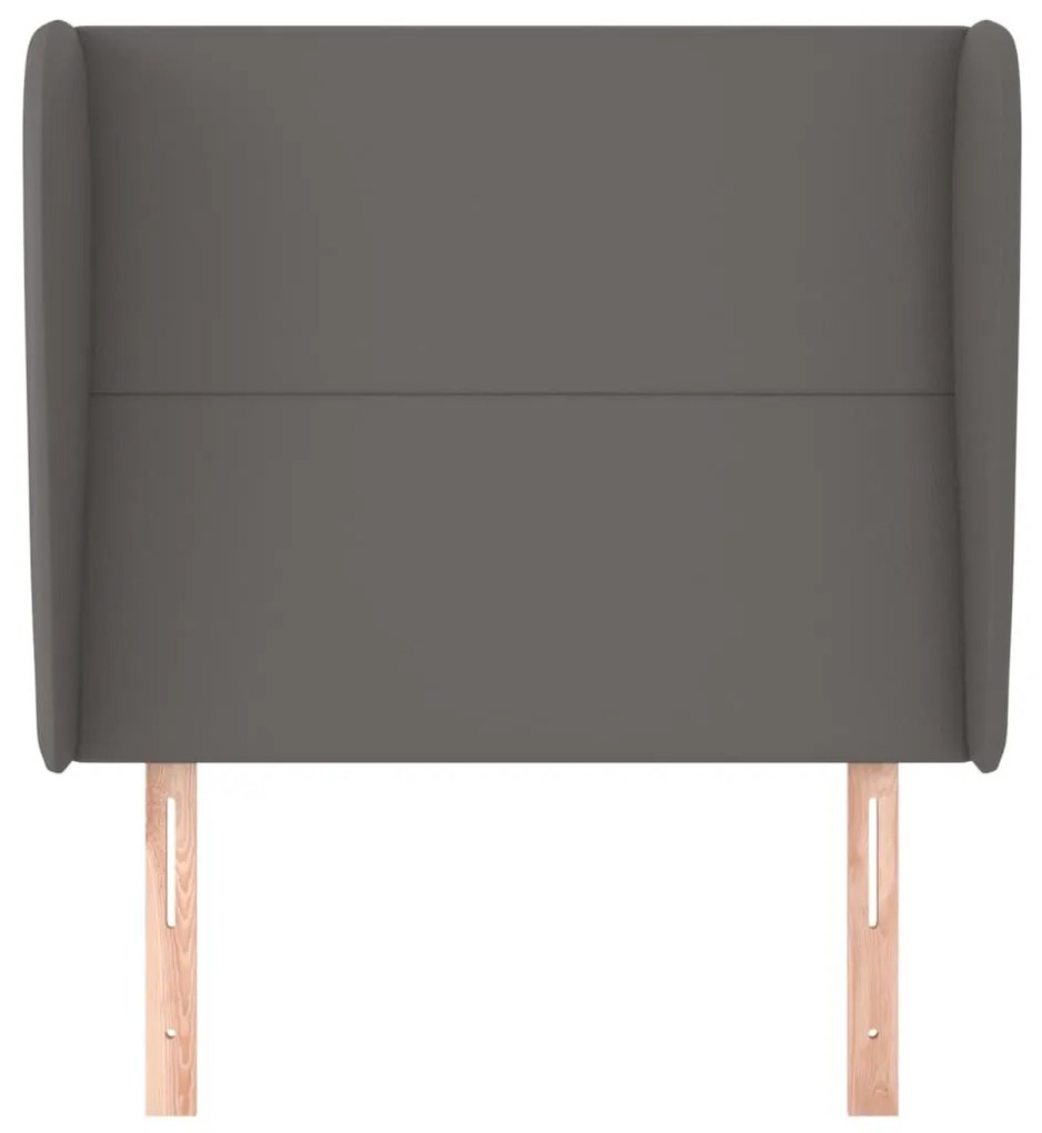 szürke műbőr fejtámla szárnyakkal 103 x 23 x 118/128 cm