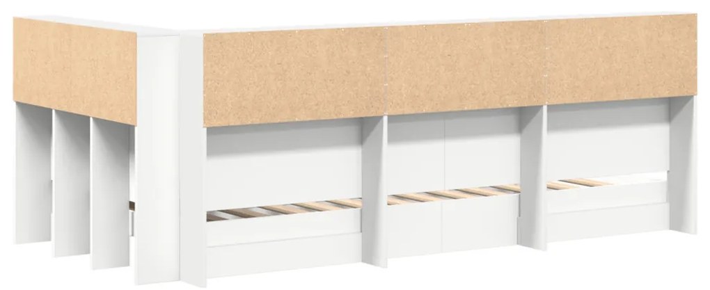 vidaXL Könyvespolcos Ágy fejtámlával Fehér 100 x 200 cm Faanyag