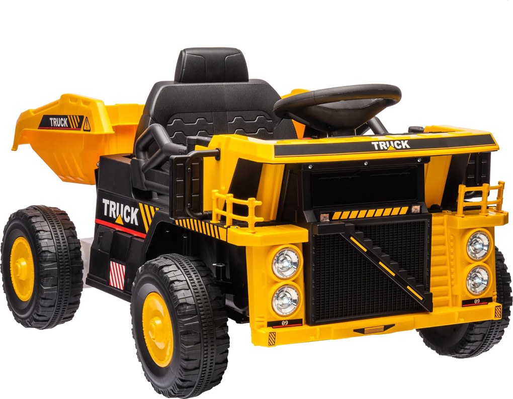 AIYAPLAY Elektromos Traktor Lapáttal, 12V-os Gyermek Elektromos Jármű, MP3 Funkcióval, Gyerek Jármű Fényszórókkal, 3-6 km/h, 3-5 Éveseknek, Sárga | Ao