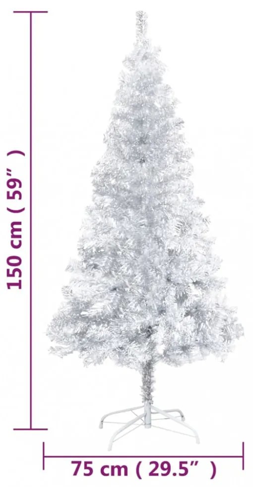 ezüstszínű PET műkarácsonyfa állvánnyal 150 cm