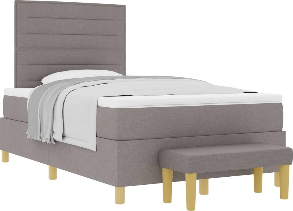 vidaXL Boxrugós ágy matracmal fejtámlával Tópszínű 120 x 190 cm szövet