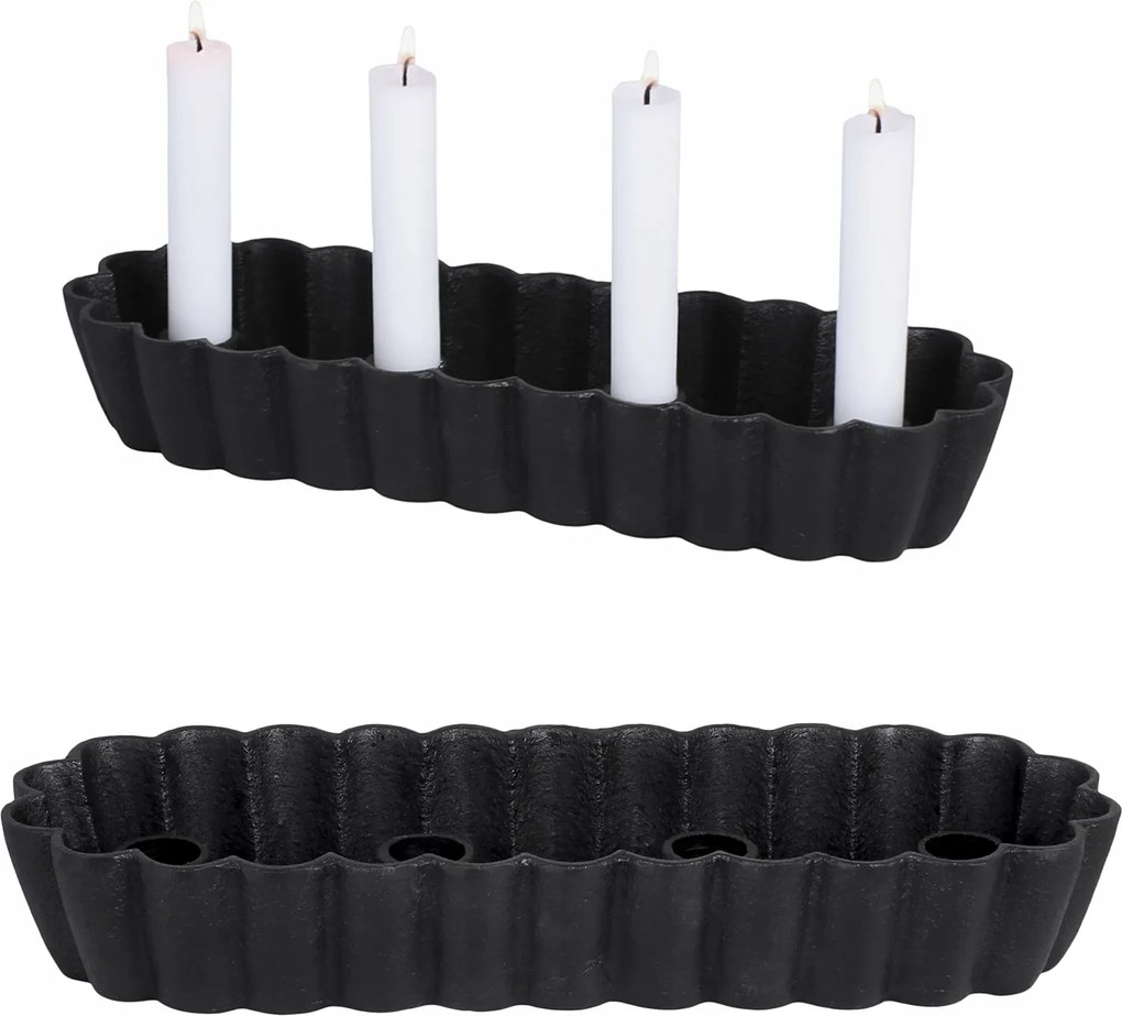 Loft Kandeláber Gyertyatartó 4 Db Öntöttvas Gyertyához 32cm-es tállal