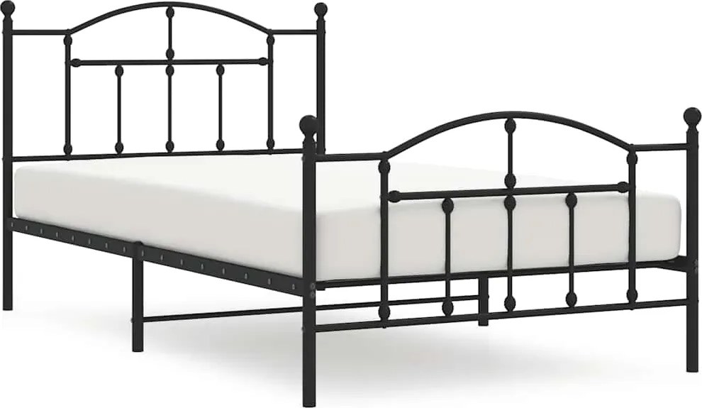 vidaXL fekete fém ágykeret fej- és lábtámlával 100 x 200 cm