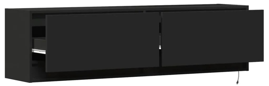 fekete fali TV-szekrény LED-világítással 140 x 31 x 38 cm