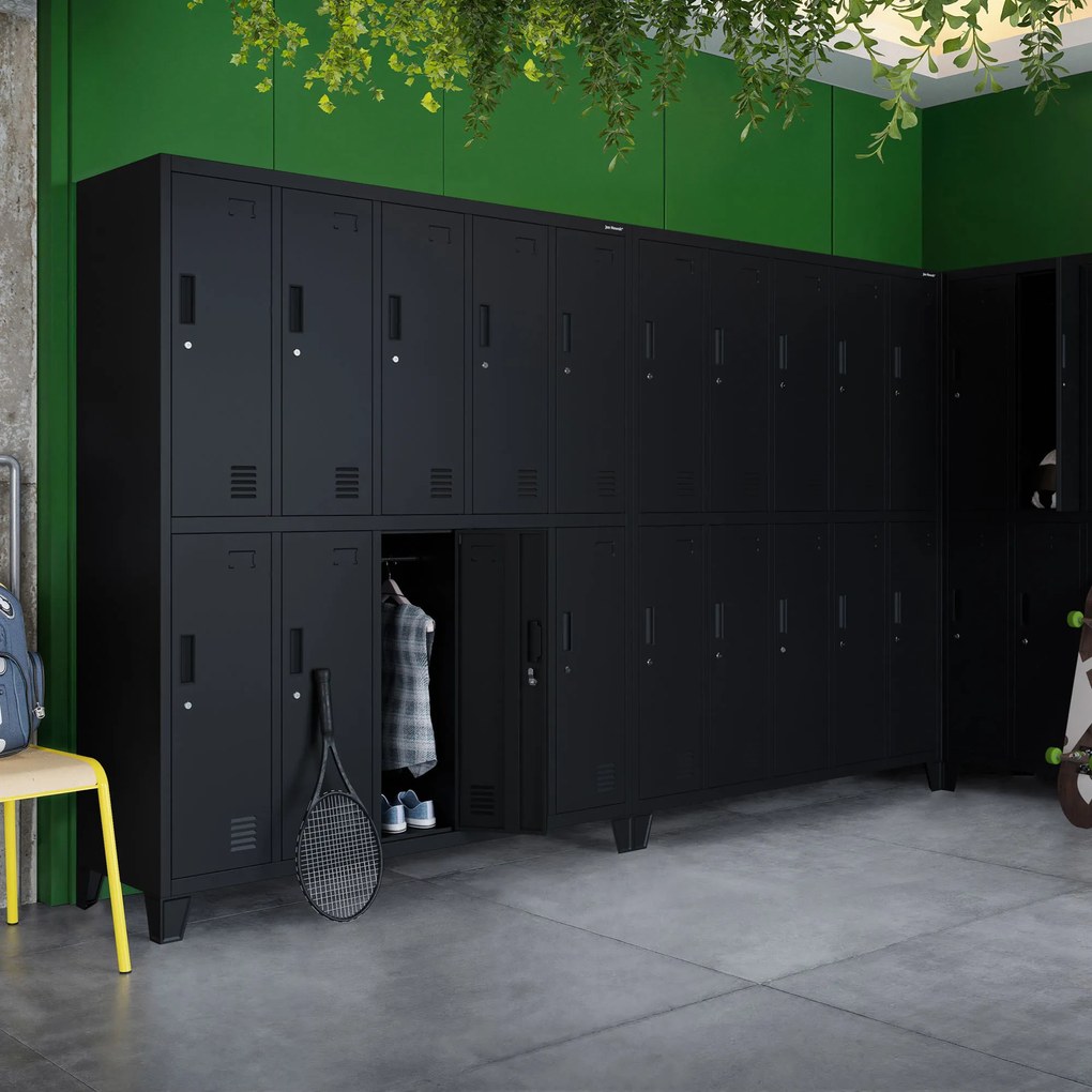 Fém BHP öltözőszekrény 10 ajtóval BARTEK 1360 x 1720 x 450 mm, fekete