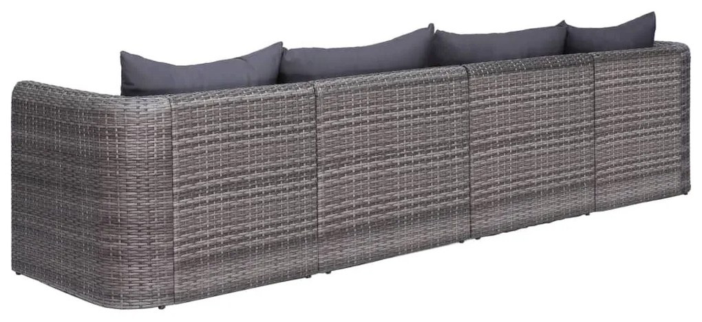 4-részes szürke polyrattan kerti ülőgarnitúra párnákkal