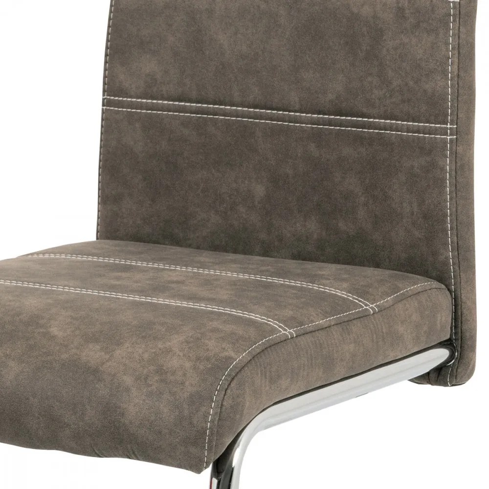 Scaun modern de luat masa cu bază de sanie de culoare maro Hc-483