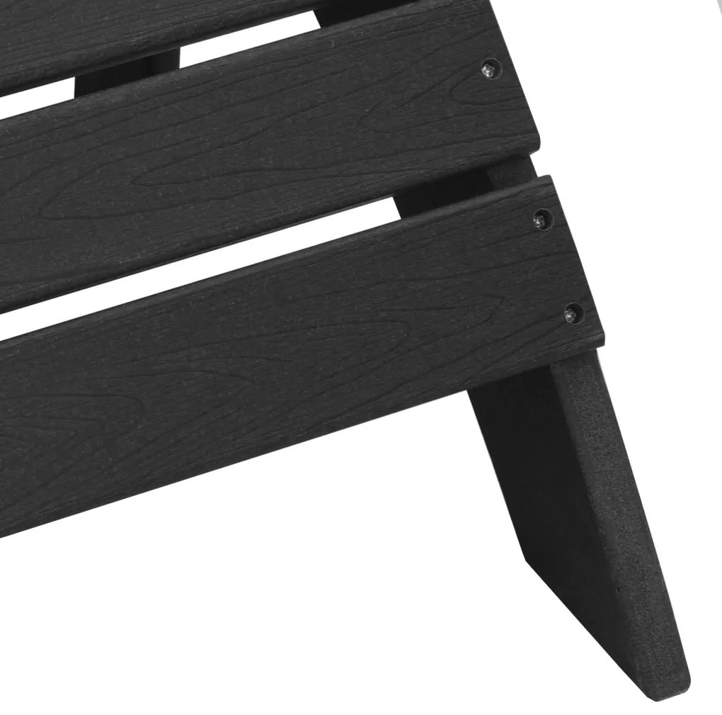 Adirondack szék lábtartókkal 2 db Fekete HDPE
