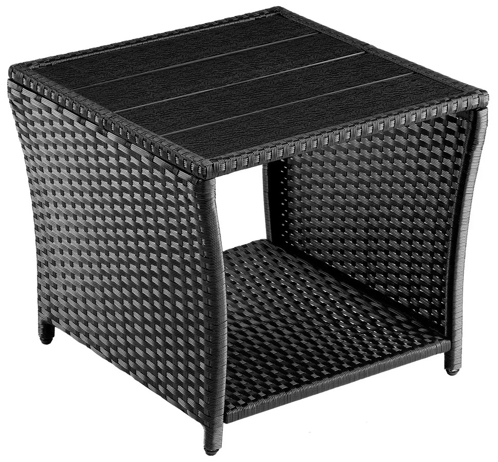 Deuba Vedis polyrattan asztalka 45x45x40 cm - fekete