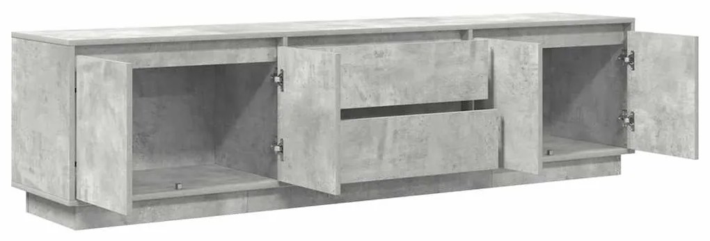 betonszürke TV-szekrény LED lámpákkal 193,5x41x50 cm