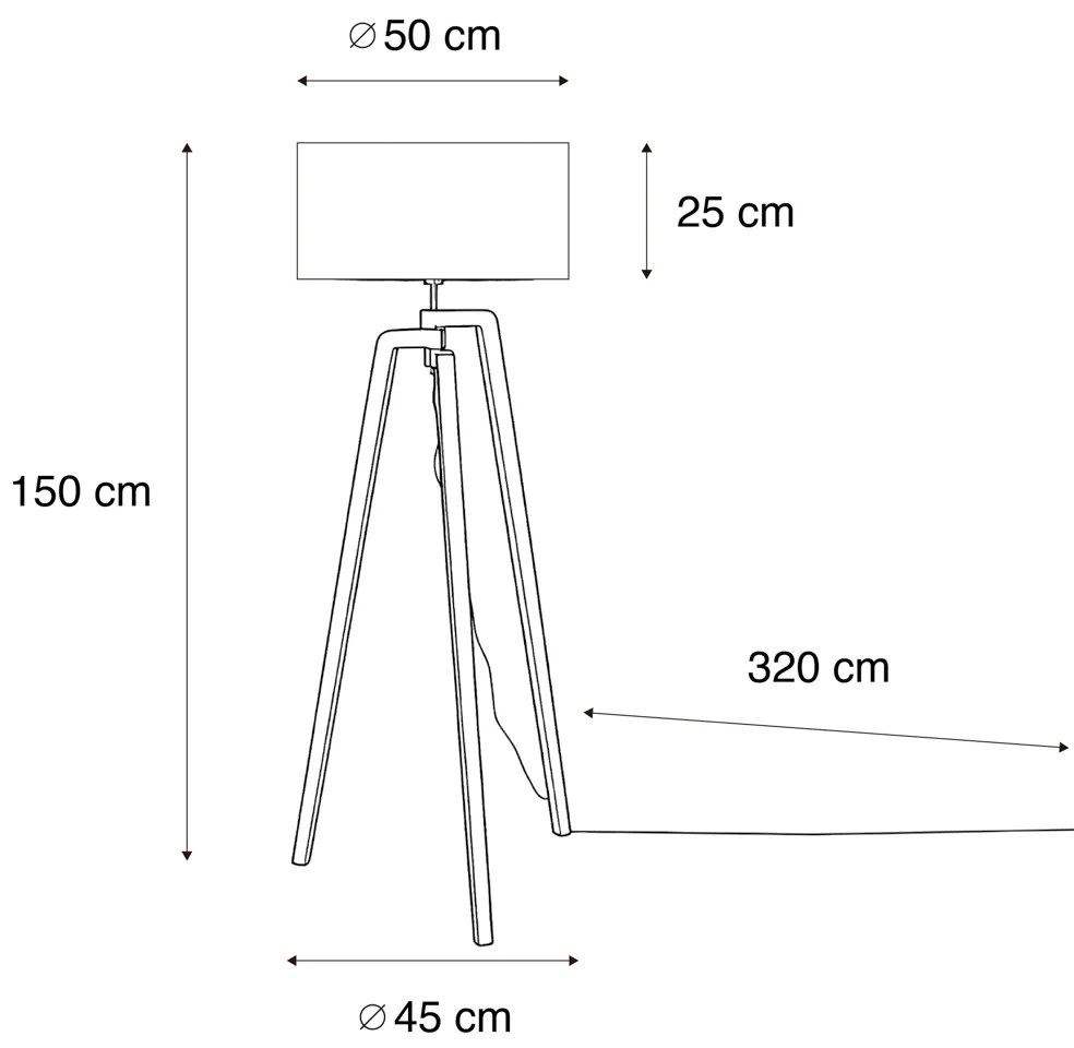 Állólámpa fekete színű, barna bársony lámpabúrával, 50 cm - Puros
