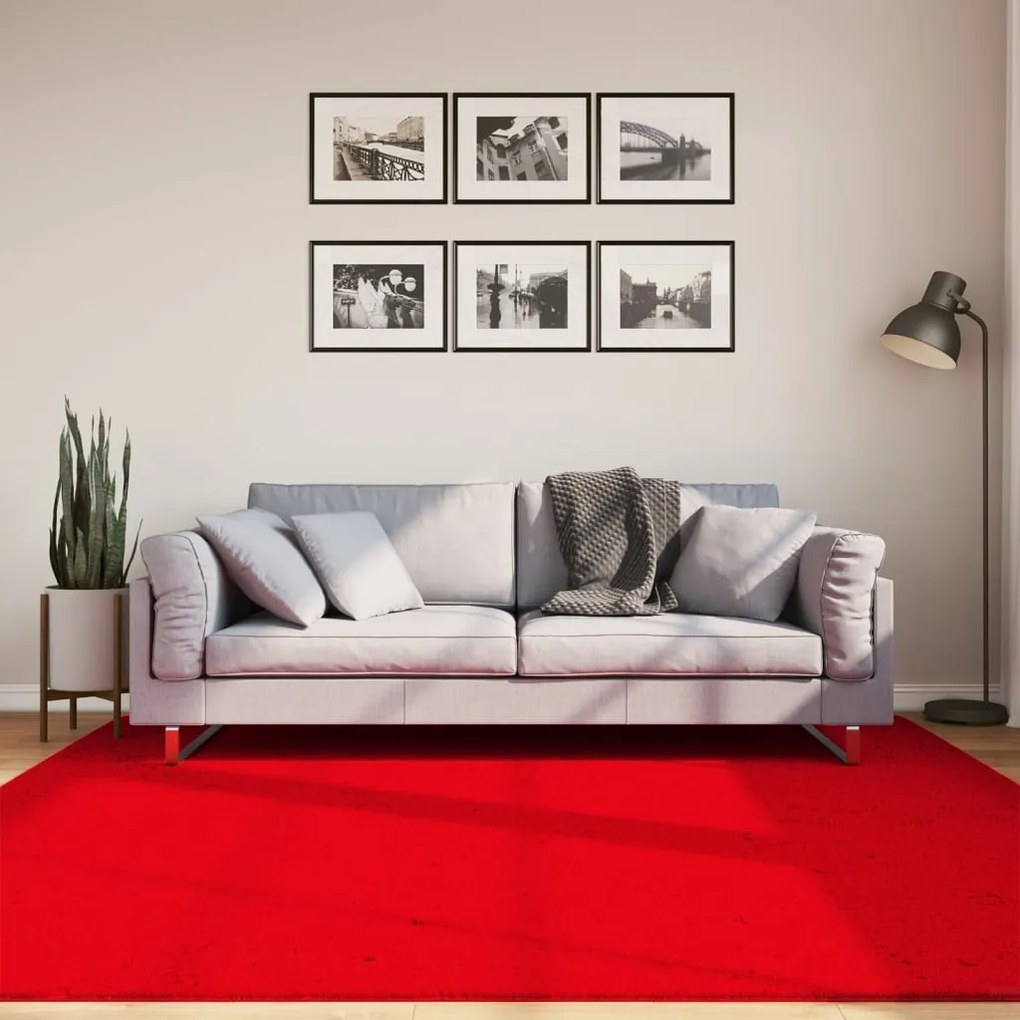 HUARTE piros rövid szálú puha és mosható szőnyeg 200 x 200 cm