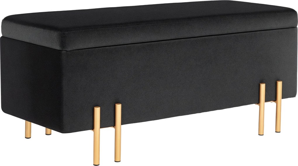 HOMCOM Kárpitozott Tároló Padlószék, Bársonyos Megjelenéssel, Tárolódoboz Fémlábakkal, Pad a Nappaliba, Hálószobába vagy Előszobába 100 x 40 x 42 cm,