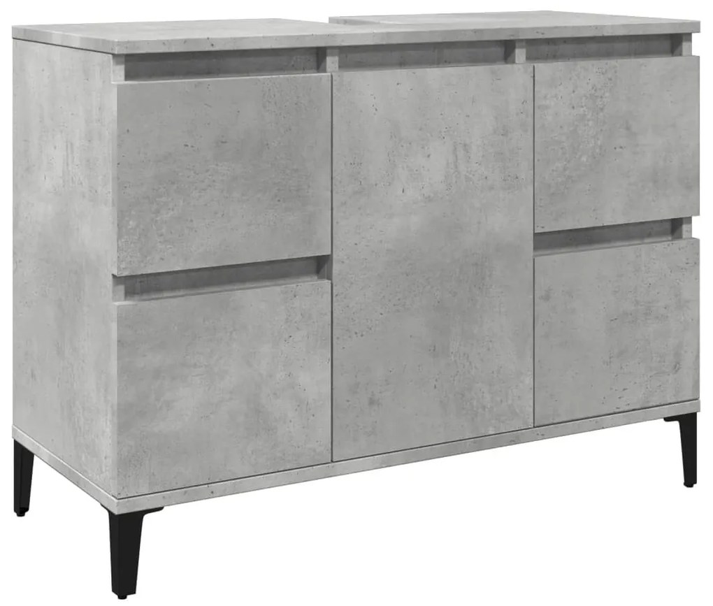 betonszürke szerelt fa mosdószekrény 80 x 33 x 60 cm