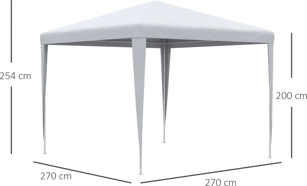 Outsunny 2,7 x 2,7m Fehér Fém Epoxi Kerti Pavilon Magas Sűrűségű PE Szövettel | Aosom