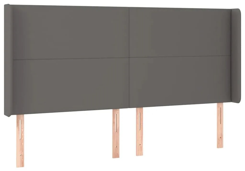 szürke műbőr fejtámla szárnyakkal 203x16x118/128 cm