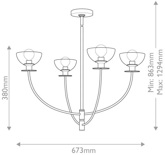 Alora Mood ALM-SYLVIA4-BK-CL - Rúddal szerelt csillár SYLVIA 4xE14/40W/230V fekete