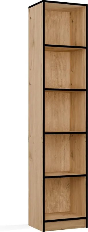 R40 könyvespolc 40x30x182 cm, tölgy-fekete