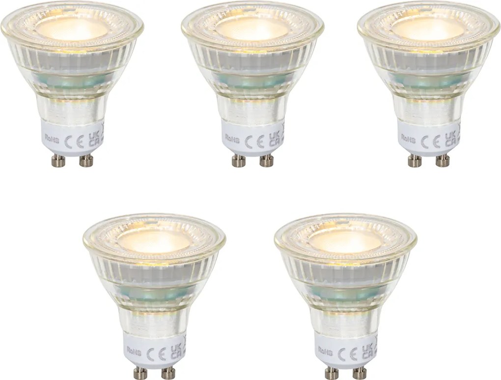 5 darabos GU10 50 mm-es LED izzókészlet átlátszó 2,5 W 450 lm 2700 K