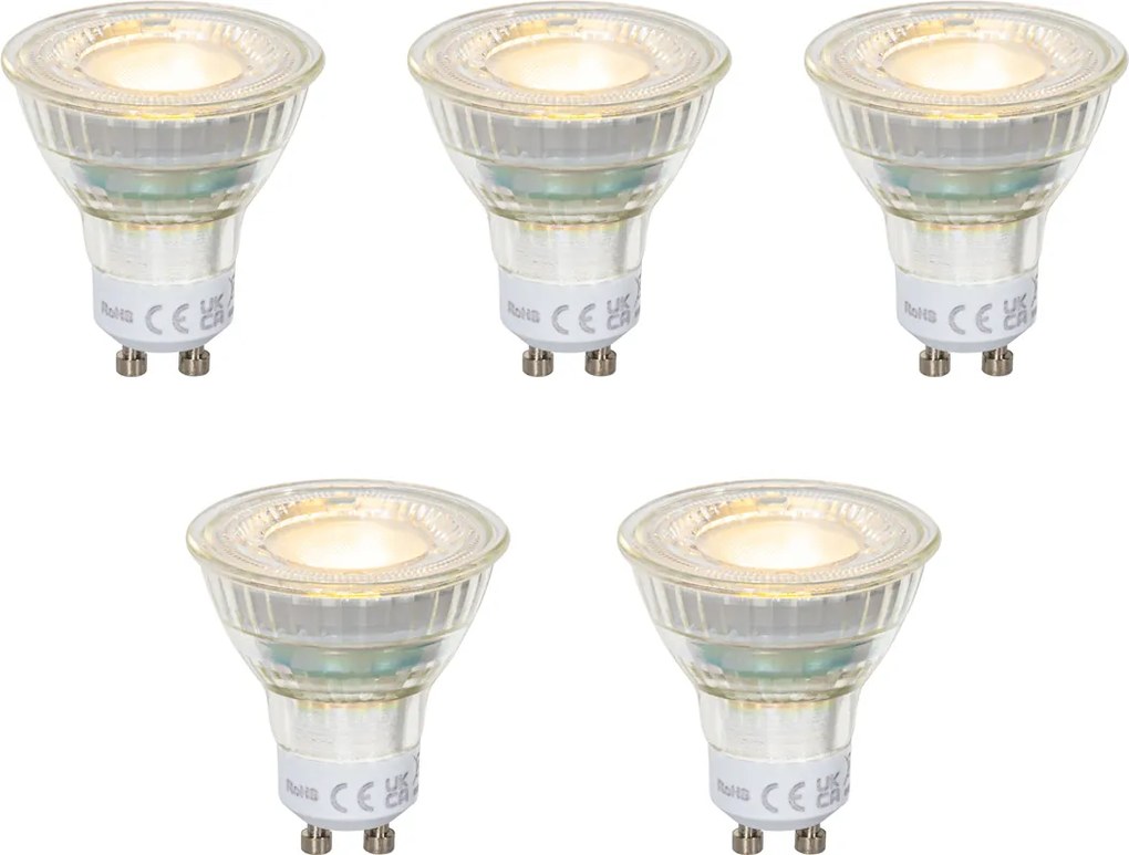 5 db-os GU10 50 mm-es átlátszó LED izzó 2,5W 450 lm 2700K