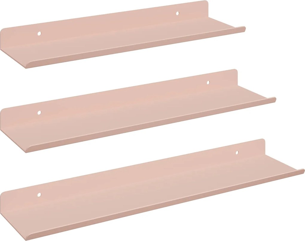vidaXL Lebegő polc 3 pcs Rózsaszín 40 x 9 x 2,5 cm Acél