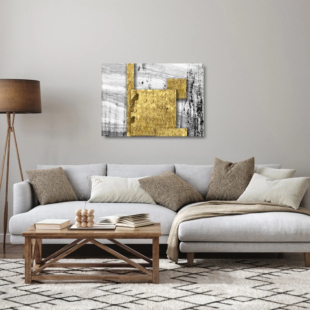 Üveg kép - Arany négyzetek N⁰1 (70x50 cm)