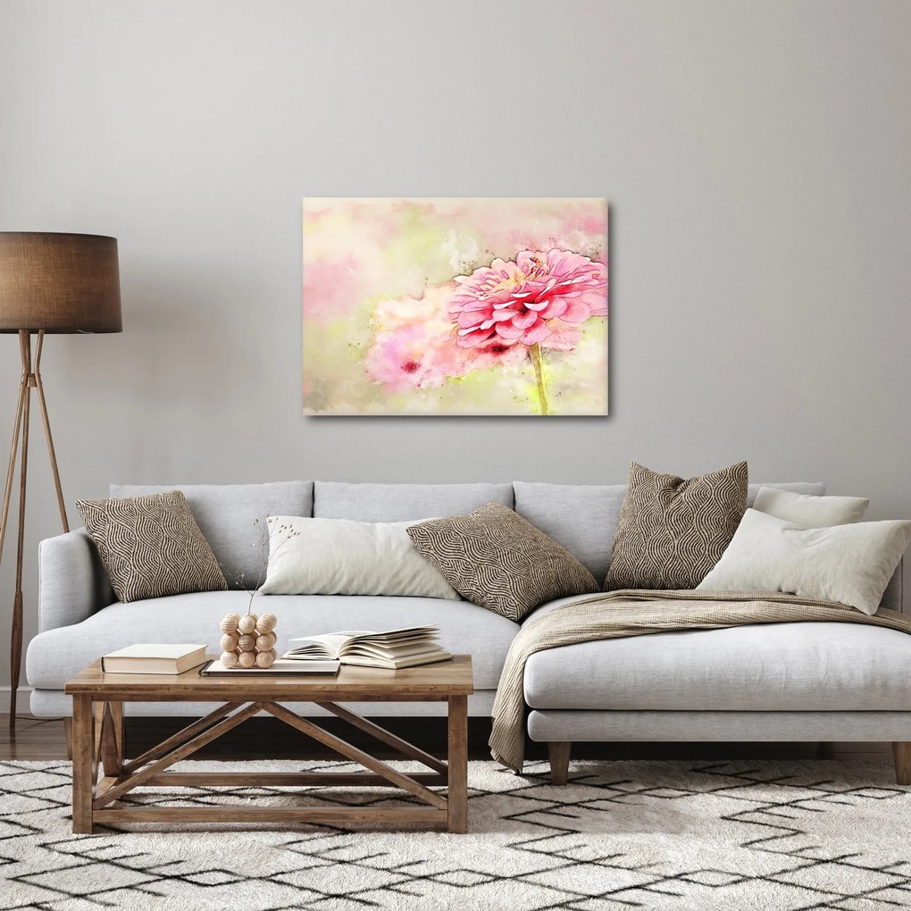 Kép - rózsaszín virág, akvarell (70x50 cm)