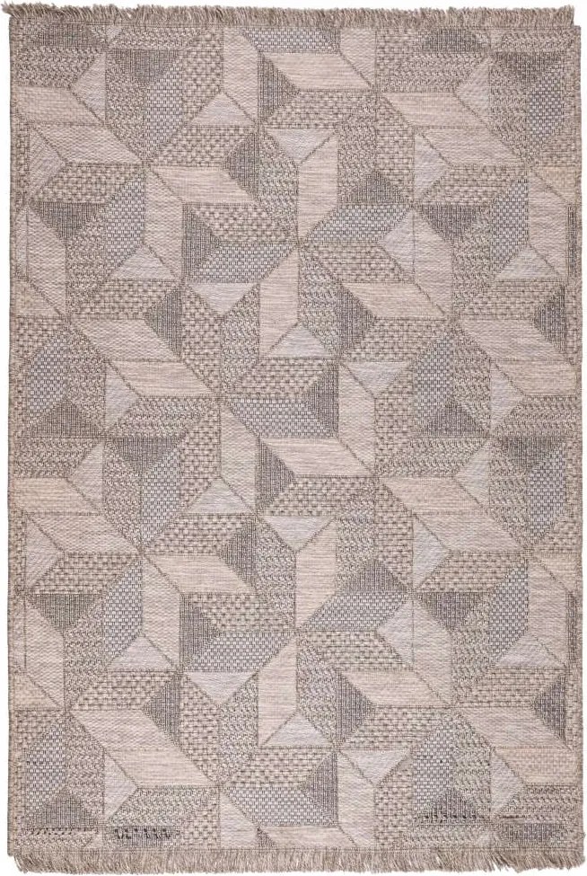 Teraszszőnyeg Oria geometria szürke-bézs 70x140cm kompakt