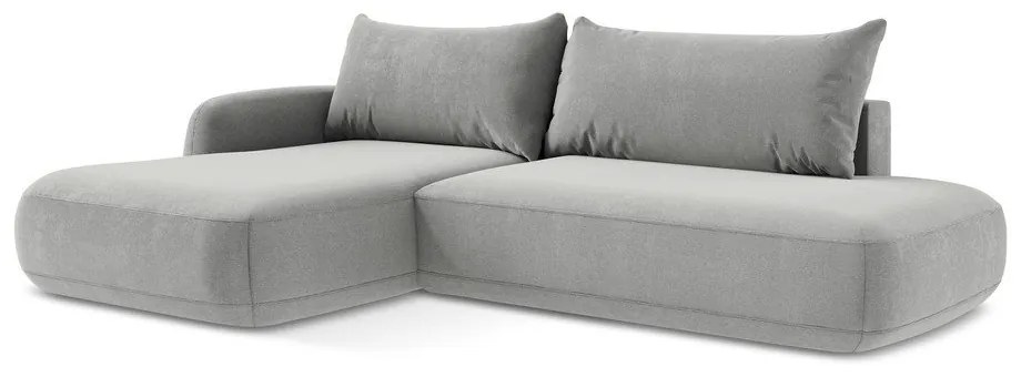 Világosszürke kinyitható sarokkanapé (bal oldali-heverő résszel) Hale – Makamii
