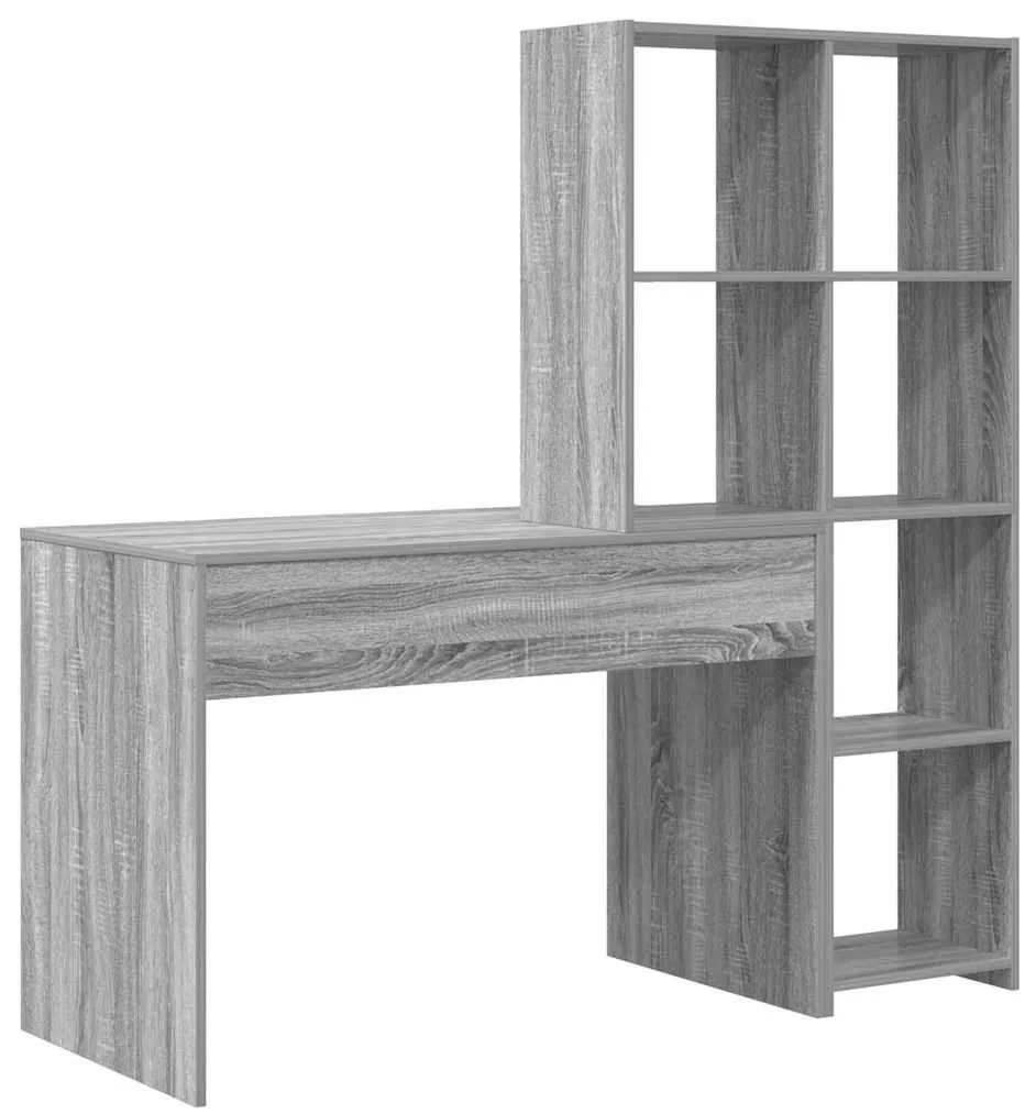 Asztal polcokkal Szürke sonoma 138.5 x 55 x 143 cm Faanyag