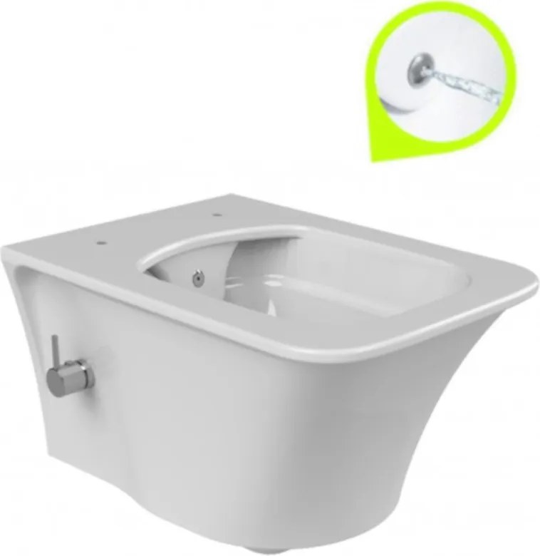 CeraStyle IBIZA fali WC - BEÉPÍTETT bidé funkcióval - rimless - perem nélküli - 51 cm