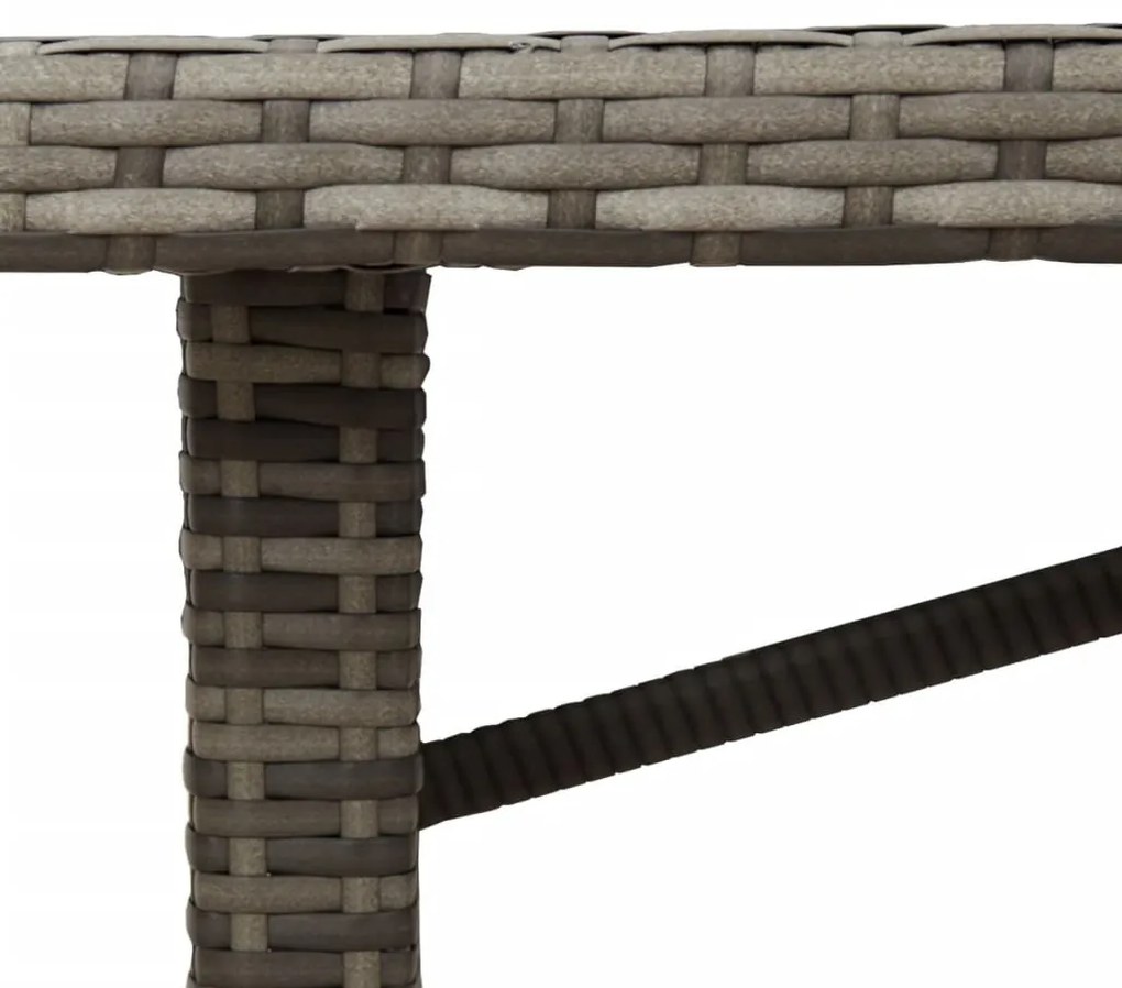 szürke polyrattan kerti asztal akácfa lappal 190 x 80 x 75 cm