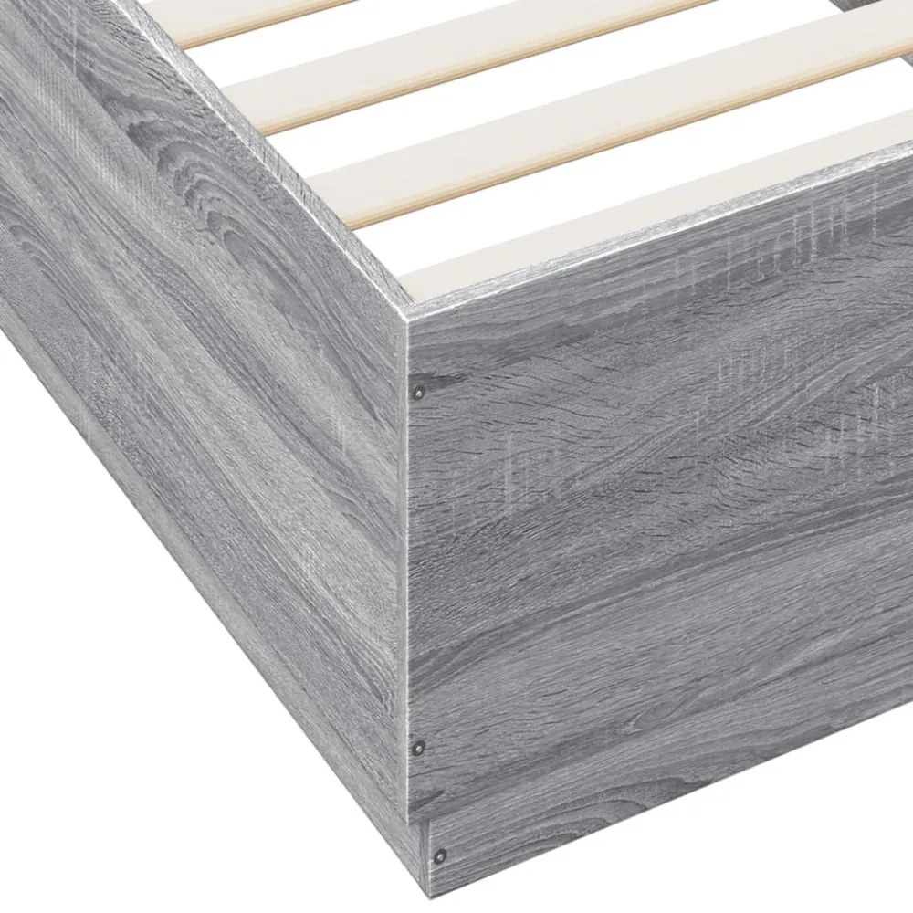 sonoma tölgyszínű szerelt fa ágykeret LED-del 100 x 200 cm
