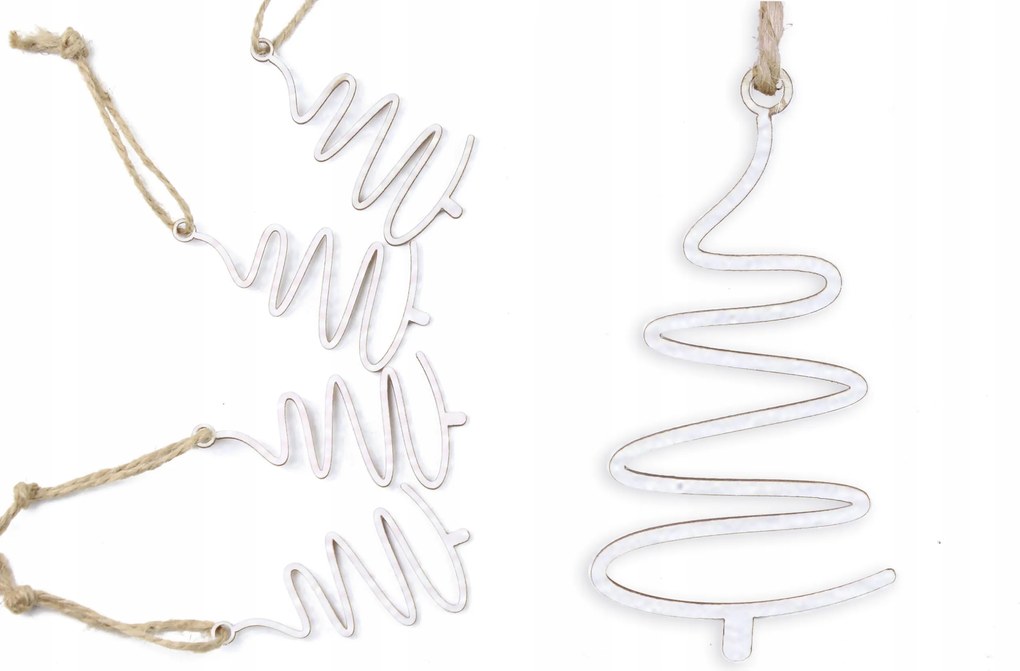 Fából Készült Bombák Karácsonyfa fehér 5 db 20cm Misty