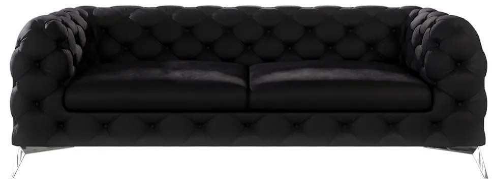 Fekete bársony kanapé 225 cm Chelsea – Ropez
