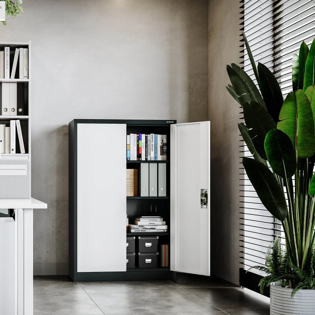 Fém iratszekrény KEVIN, 900 x 1400 x 400 mm, antracit-fehér