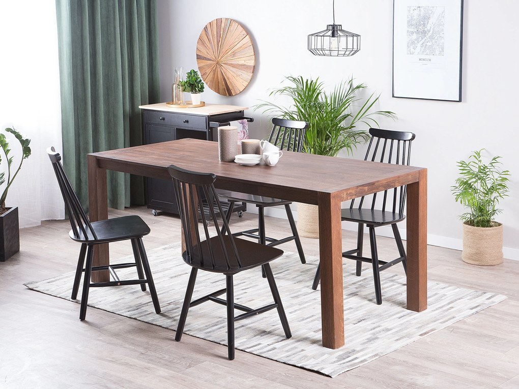 Klasszikus Sötétbarna Fa Étkezőasztal 150 x 85 cm NATURA Beliani