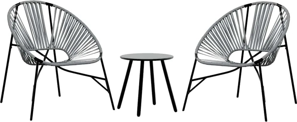 vidaXL 3 db fekete és világosszürke polyrattan kerti szék szett