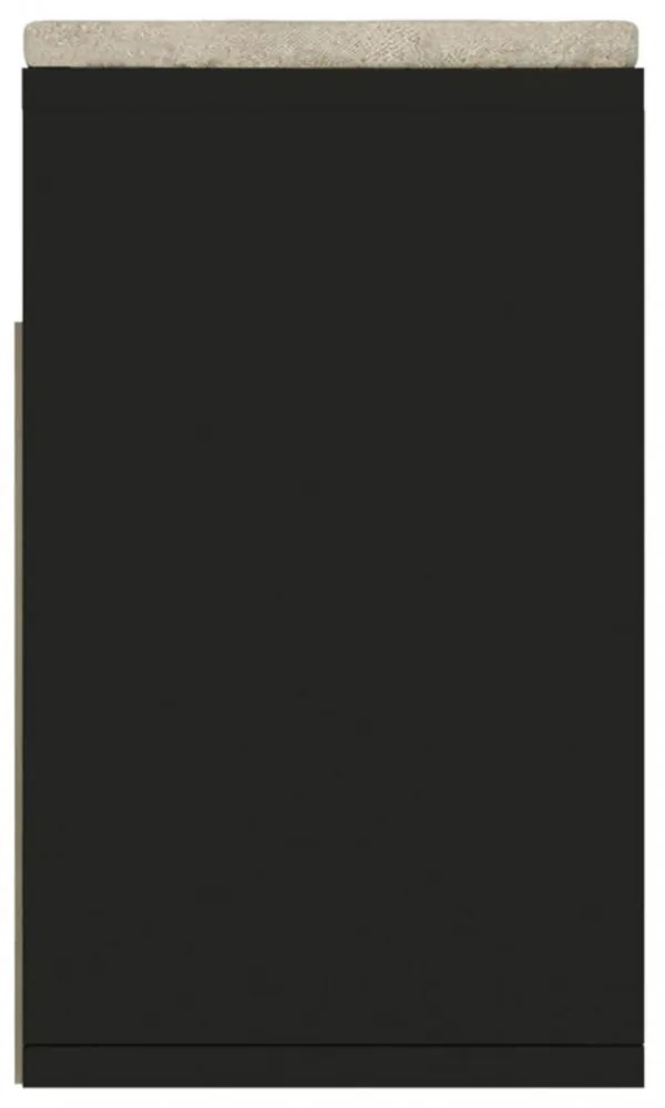 fekete szerelt fa cipőtároló pad párnával 104 x 30 x 49 cm