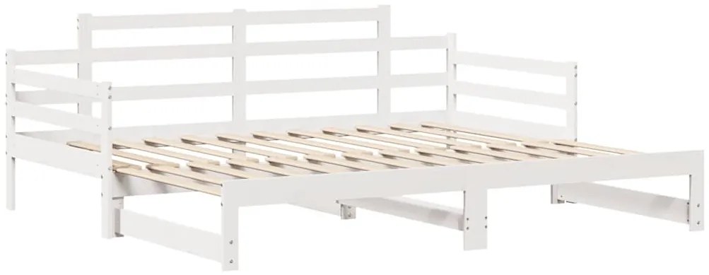 fehér kihúzható heverő fiókokkal matrac nélkül 90 x 190 cm