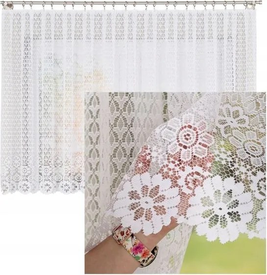 Függöny Rövid Jacquard Sűrű Díszes Fehér Béka szalaggal Sz. 240x110