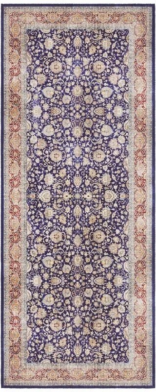 Szőnyeg 80x200 cm előszobába/folyosóra, sötétkék, orientális, lapos szövésű