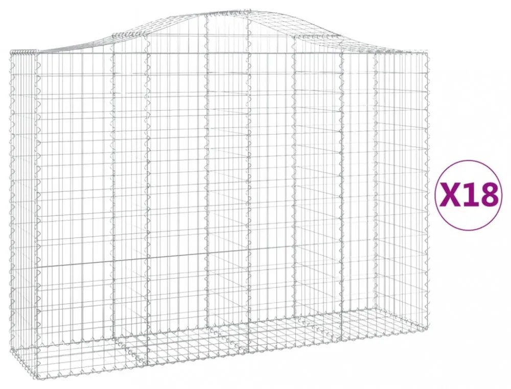 18 db íves horganyzott vas gabion kosár 200x50x140/160 cm