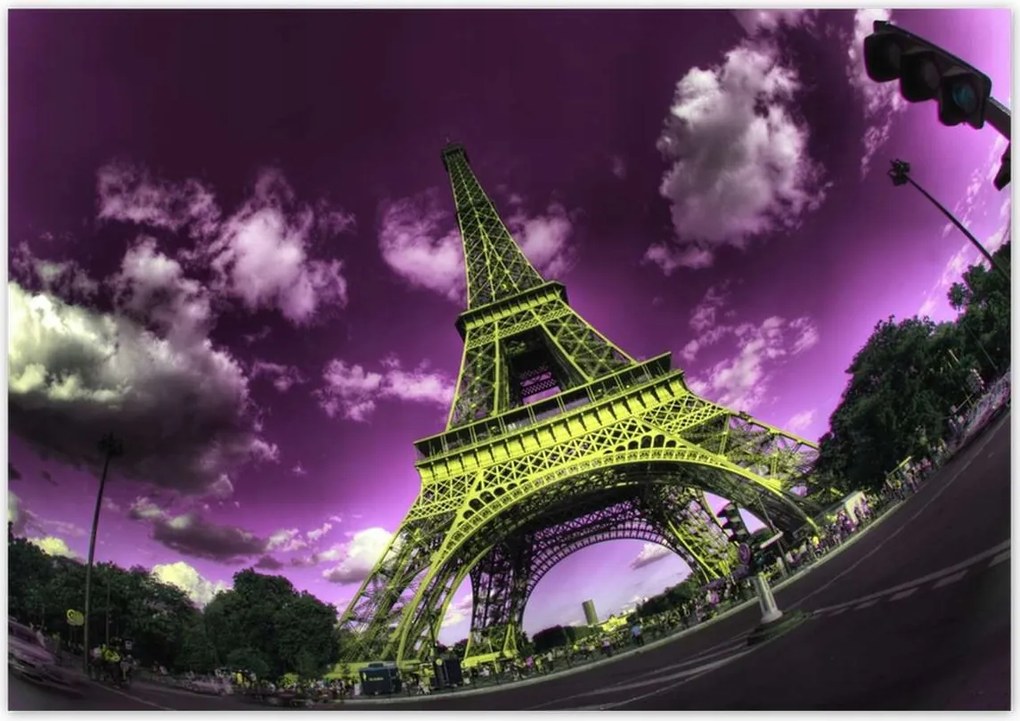 Poszterek 100x70 Lila Eiffel égbolt