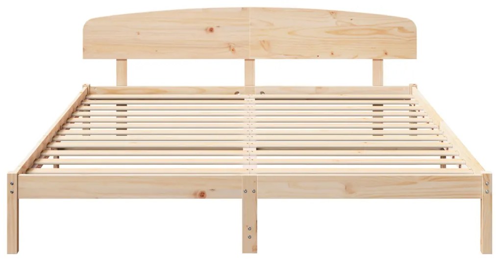 vidaXL Ágykeret fejtámlával Természetes 200 x 200 cm Tömör fenyőfa