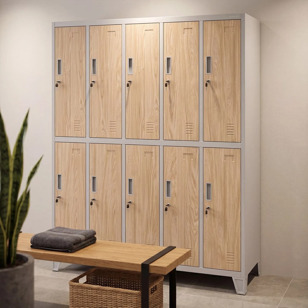 BHP öltözőszekrény 10 ajtós szürke / sonoma tölgy: Eco Design BARTEK 1360 x 1720 x 450 mm