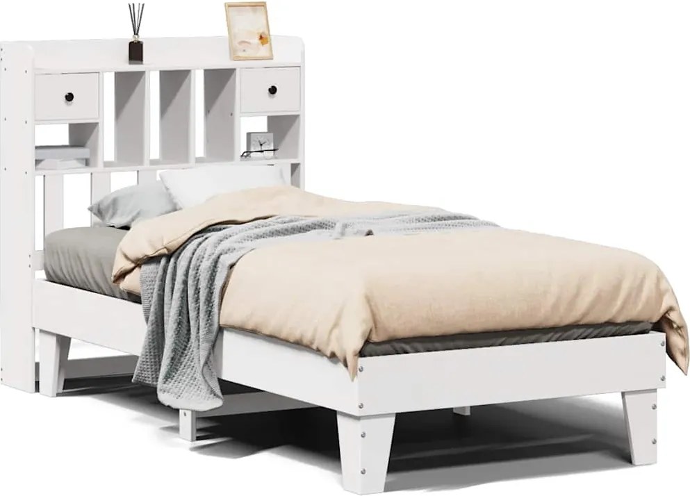 vidaXL fehér tömör fenyőfa ágy matrac nélkül 90 x 200 cm