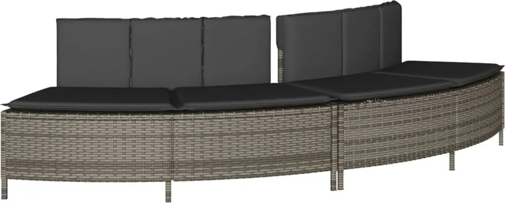 vidaXL 2 db szürke polyrattan pezsgőfürdő pad párnával